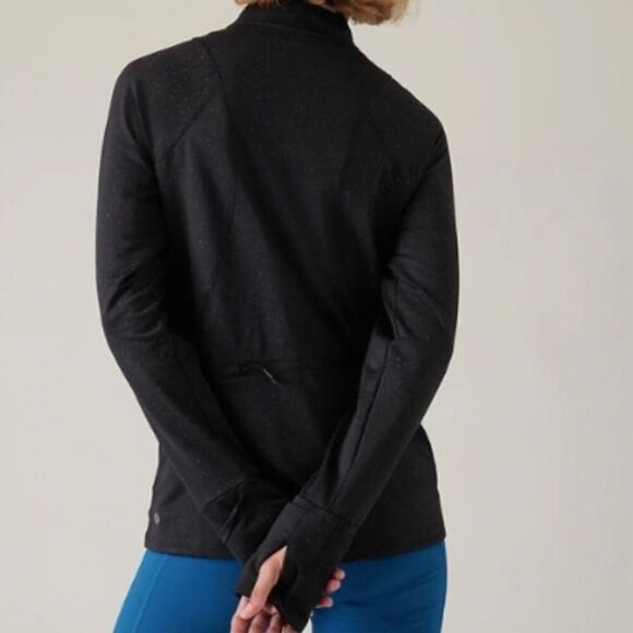Athleta Whistler Half Zip Quick Dry Fitted Pullover, Black & Spots Women’s Small - Picture 12 of 13